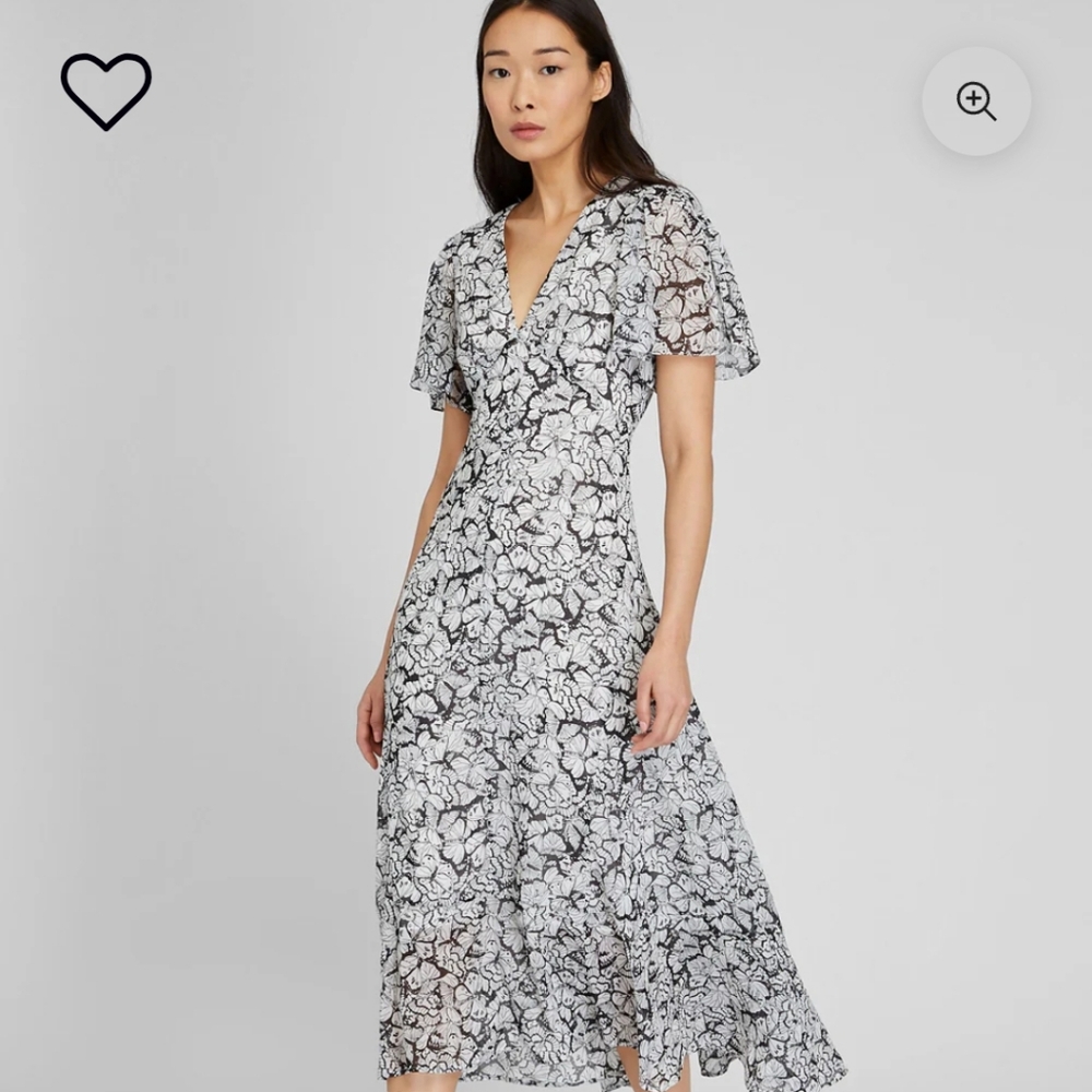 Floral Lace Midi Dress in Black and White